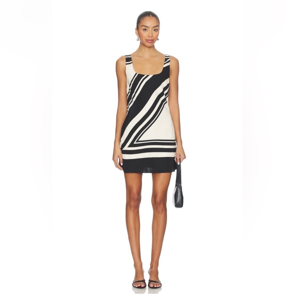 SIR Silk Pietra Black White Scoop Mini Dress 2/ US 6